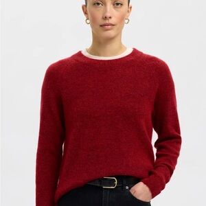 SELECTED FEMME $149 EUROs Cozy Women's Rust Crew Neck Sweater